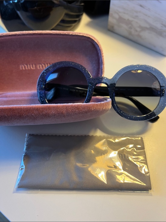 Miu Miu Round Glitter Frame Sunglasses - Navy Blue